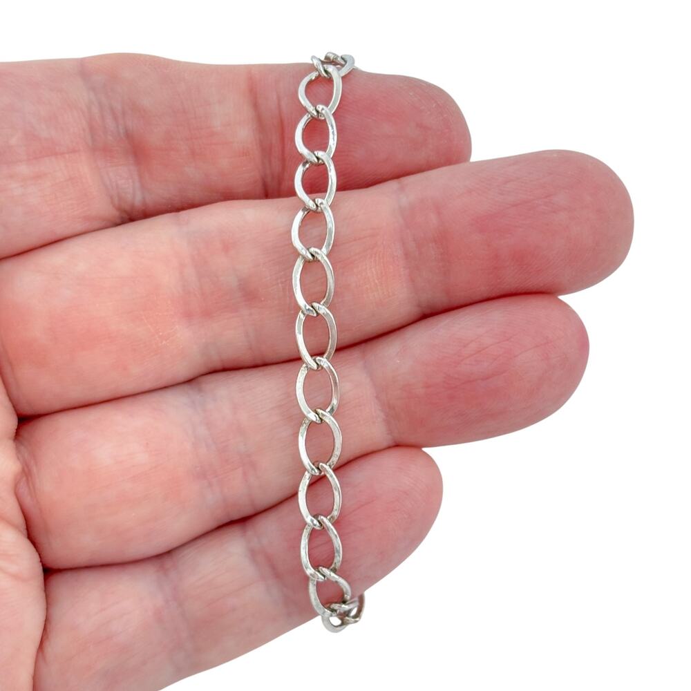 Vintage Sterling Silver 925 Oval Link Chain Bracelet 7"